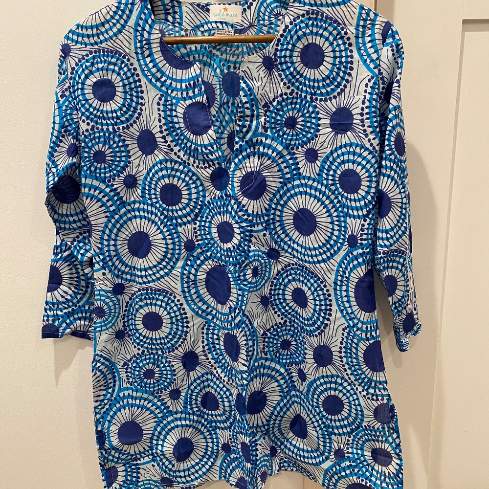 Sal é Mare Anguilla Beach Tunic / Shirt Sz. S Made in India